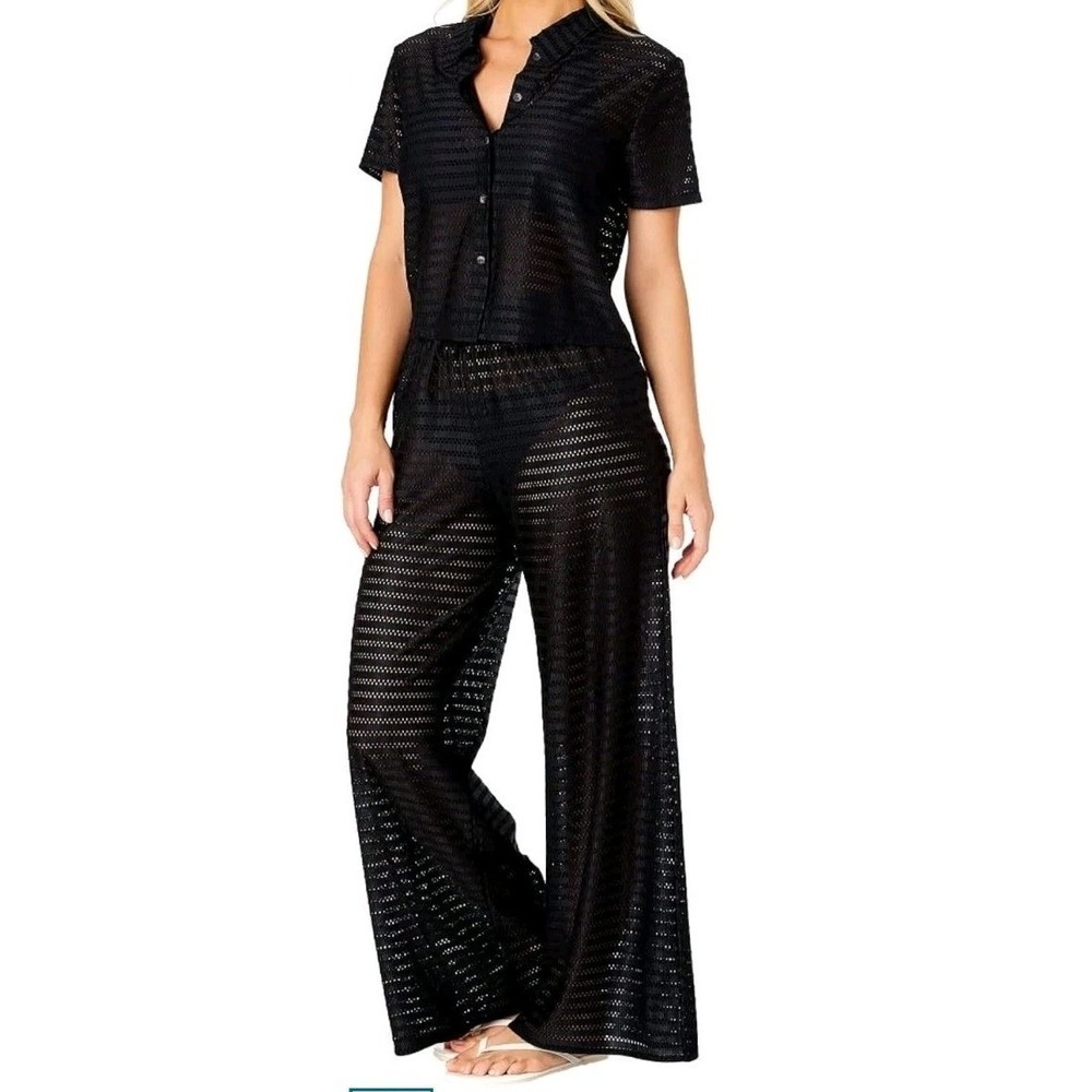 Hurley Women's 2 Piece Crochet Cover Up Set Shirt & Pants Swim Beach Outfit M NW